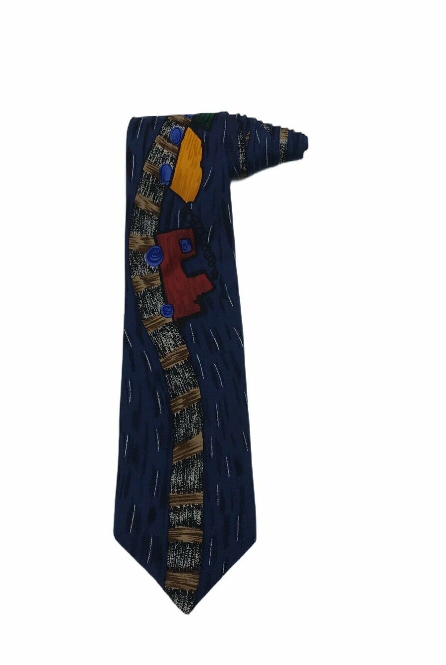 Save The Children Maureen Age 6 The Fast Choo Choo Train 100% Silk Vintage Tie